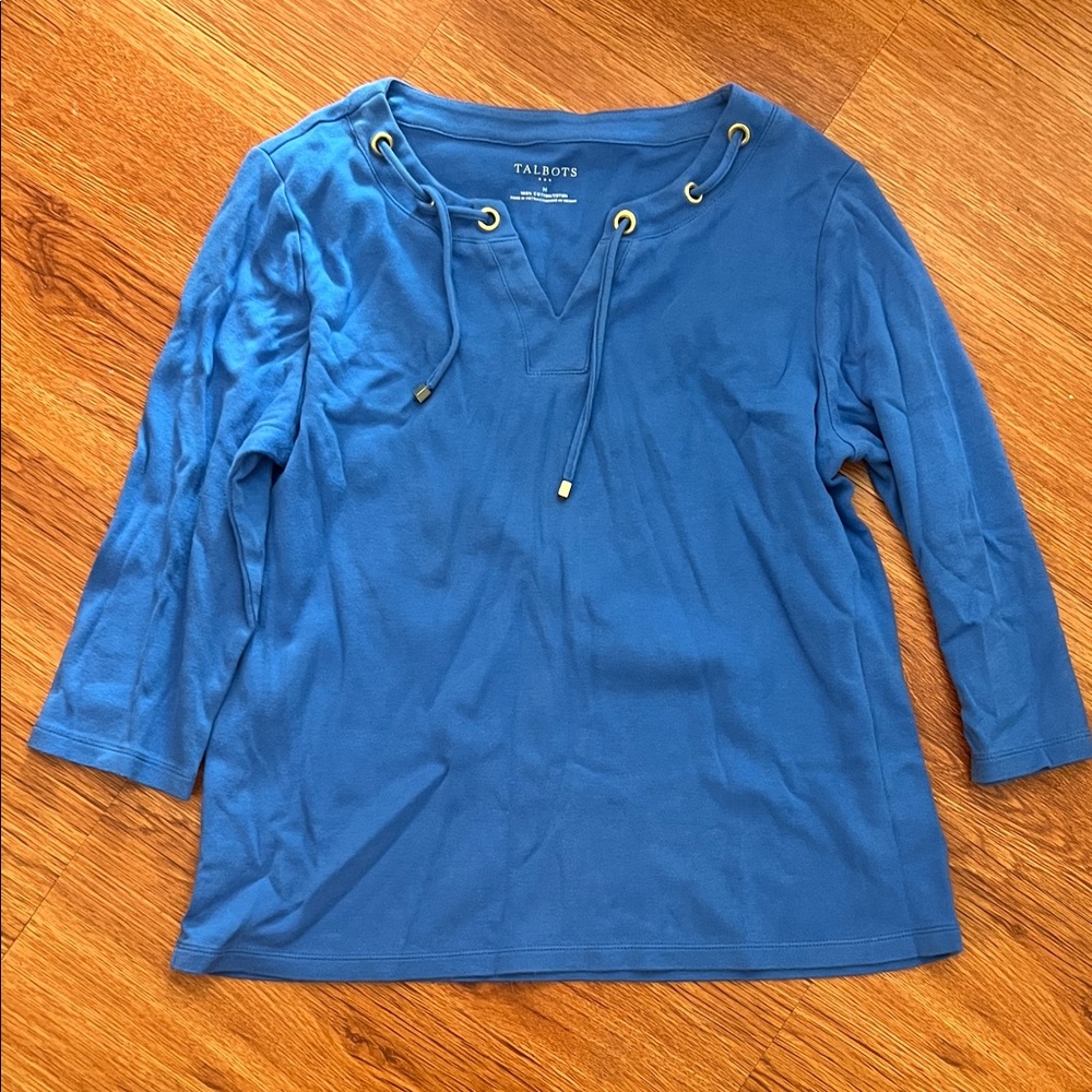 Talbots Vibrant Blue Eyelet Top